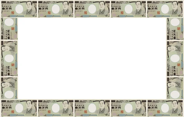 Material Del Marco Fondo Ilustración Con Billete 000 Yenes — Vector de stock