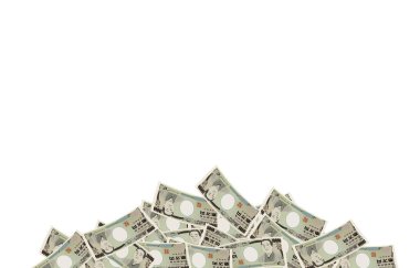 10,000 yenlik banknot yığını.