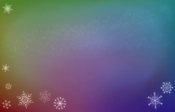 背景素材 星空と雪の結晶 虹のグラデーションバージョン — ストックベクタ