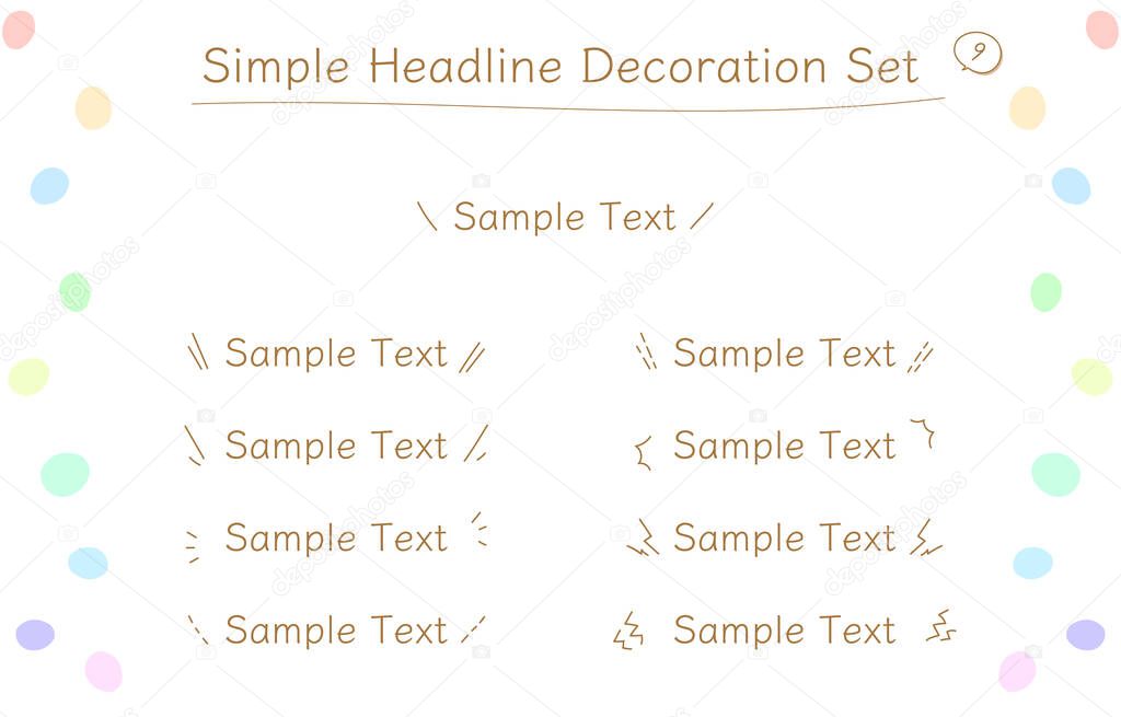 Nine kinds of hand drawn simple headline decoration set illustration