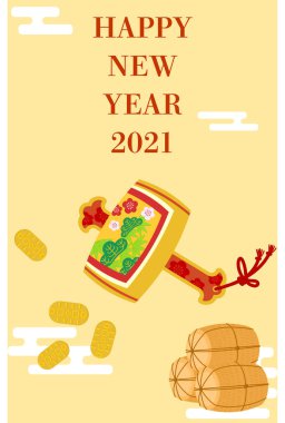 Yeni yıl kartı: Balyoz, oval, balya ve haz tasarımı