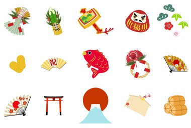 Yeni Yıl dekorasyonları: çeşitli simge vektör çizimi