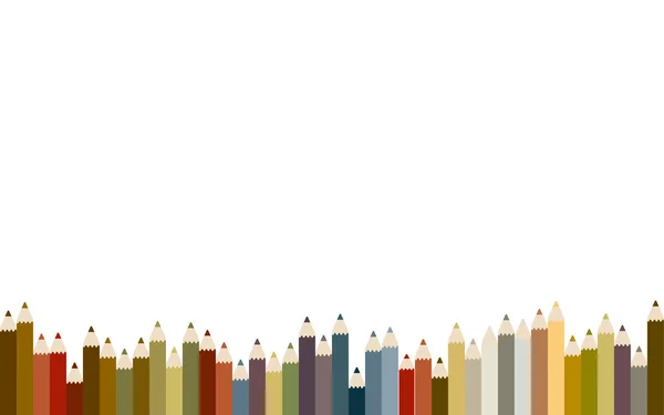 Düzensiz Düzenlenmiş Renkli Kalemlerin Çerçeve Materyali Vektör Çizimi — Stok Vektör