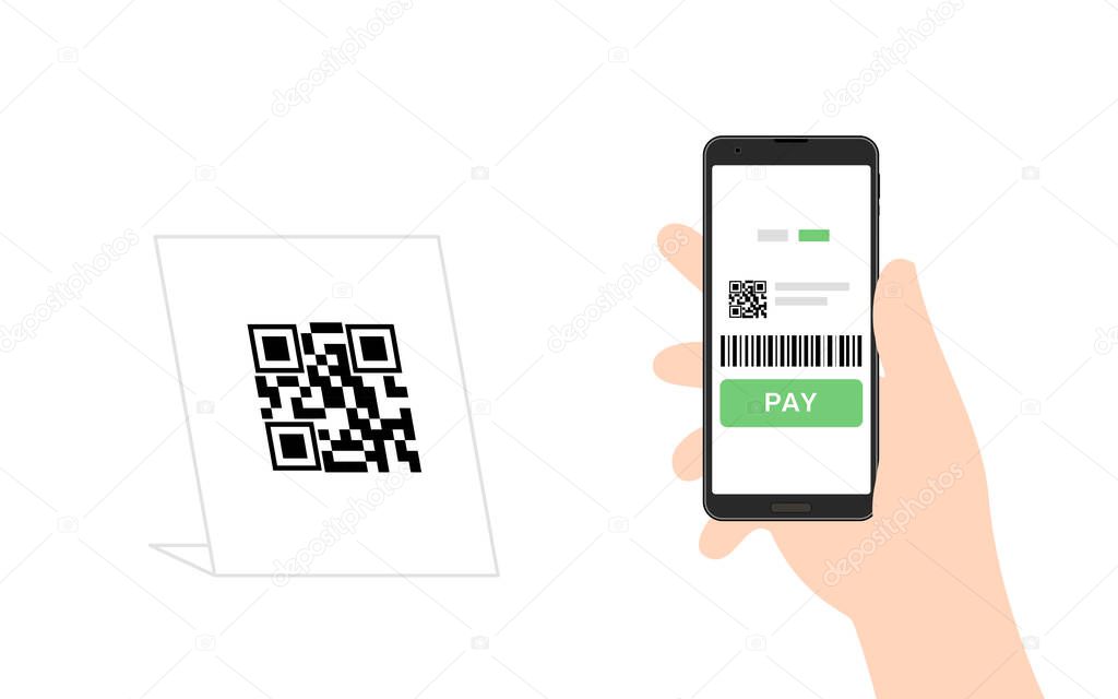 Image illustration of cashless payment with smartphone payment applicatio