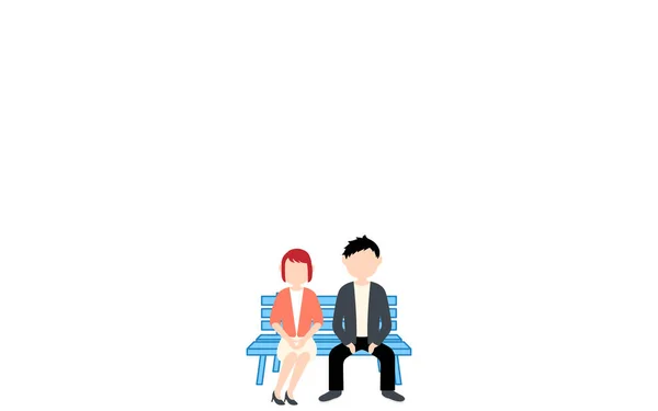 Illustration Men Women Sitting Side Side Benc — Stock Vector