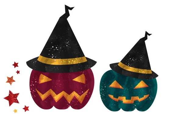 Halloween Jack Lanterne Illustration Aquarelle Style Grung — Image vectorielle
