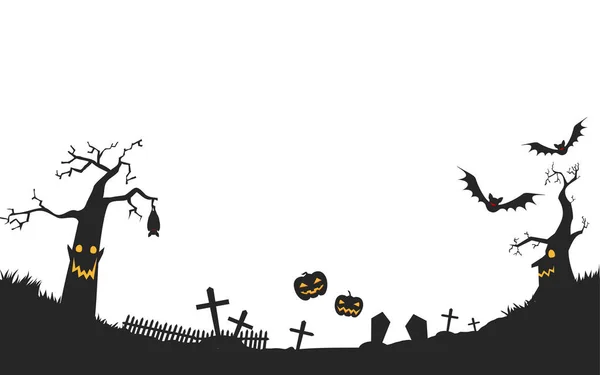 Ilustración Cementerio Espeluznante Con Una Calabaza Halloween Embrujada Tre Muerto — Archivo Imágenes Vectoriales