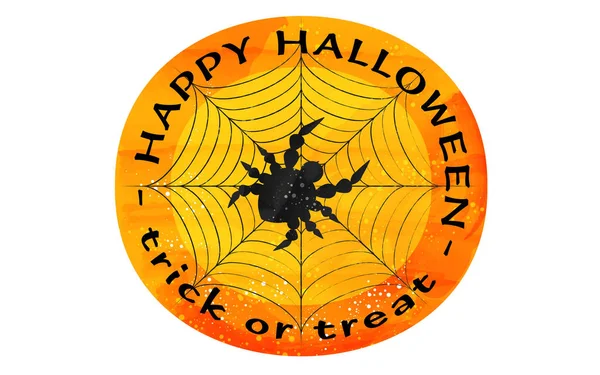 Icono Naranja Halloween Gran Tela Araña Ilustración Araña — Vector de stock