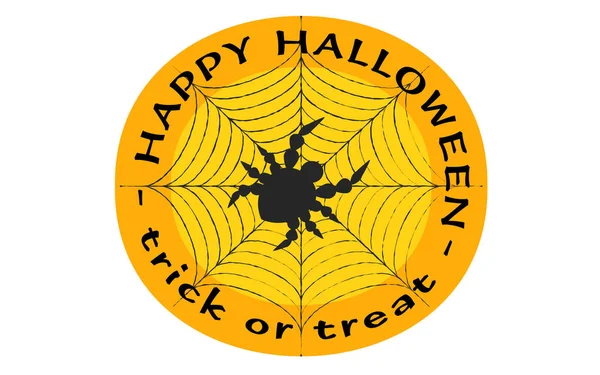 Icono Naranja Halloween Gran Tela Araña Ilustración Araña — Vector de stock