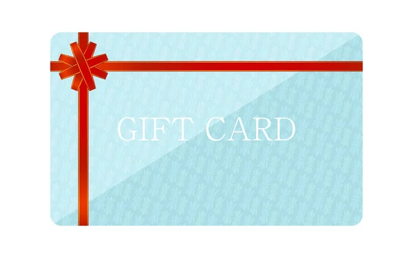 Illustrazione Della Gift Card Blu Con Ribbo Avvolgente — Vettoriale Stock