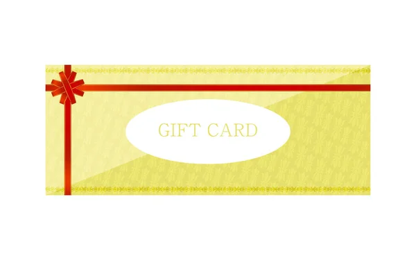 Illustrazione Della Gift Card Gialla Con Ribbo Avvolgente — Vettoriale Stock