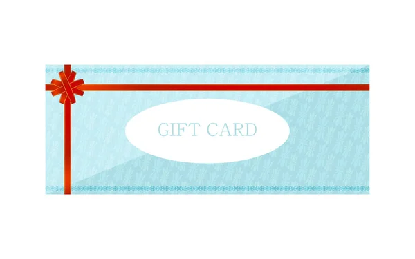 Illustrazione Della Gift Card Blu Con Ribbo Avvolgente — Vettoriale Stock