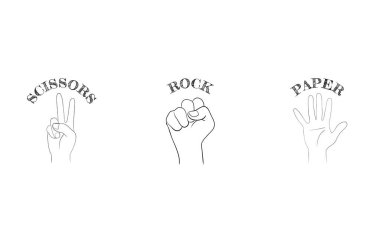 El işareti simgesi, taş-kağıt-makas seti