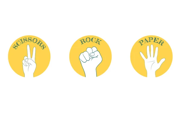 Hand Sign Icon Set Rock Paper Scissor — Stock Vector