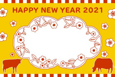 2021 yılbaşı kartı. Basit inek resmi.