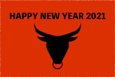 İnek siluetinin yeni yıl kartı 2021