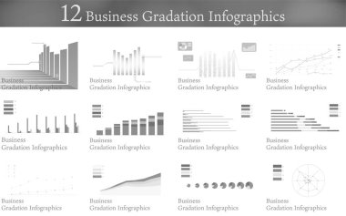12 types of business graph set clipart