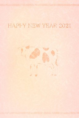 2021 Yeni Yıl İnek ve Pembe Japon Kağıdı Çizgisi