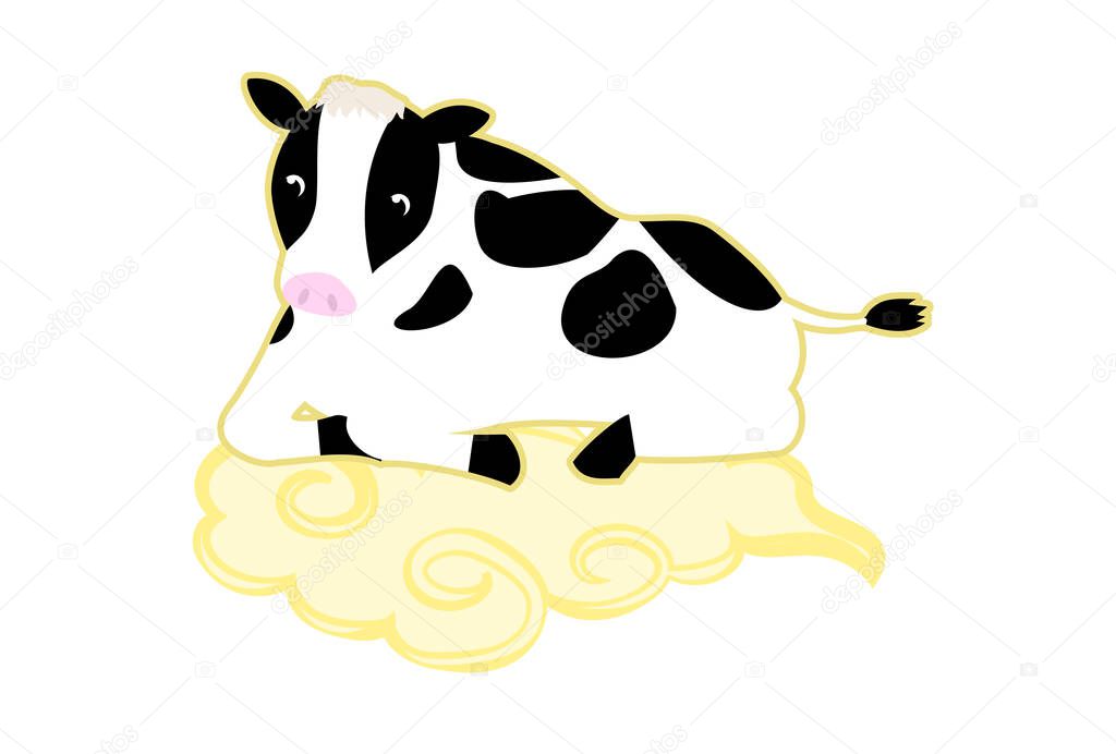 Illustration of a cow lying on Kinto'un
