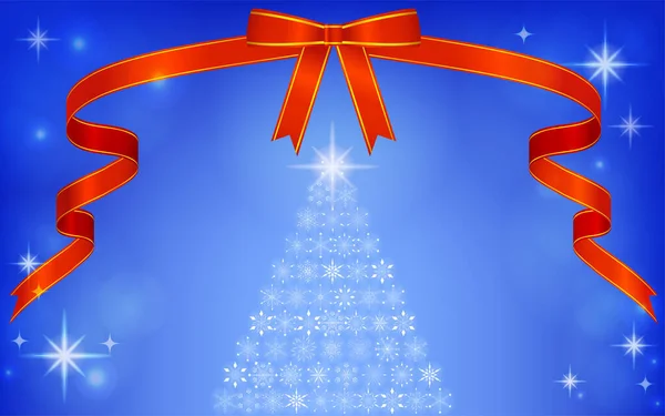 Illustration Christmas Tree Ribbon Snowflakes — Stock Vector