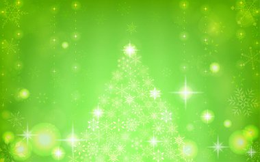 Köpüklü kar tanesi Noel ağacı ve aurora, süslemeli