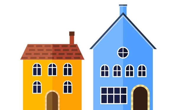 Ilustración Con Casas Coloridas Alineadas — Vector de stock