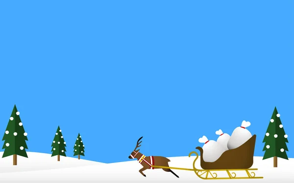 Illustration Reindeer Pulling Sled Presents — Stock Vector
