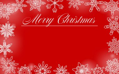 Kar taneleriyle süslenmiş Noel kartı.