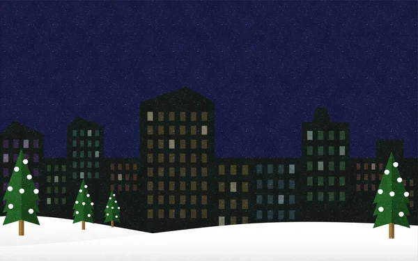 Edificio Silueta Escena Nieve — Vector de stock