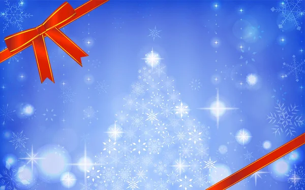 Funkelnder Weihnachtsbaum Mit Schneeflocken Und Polarlichtern Mit Dekoration — Stockvektor
