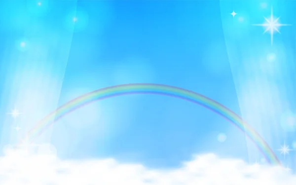 Achtergrond Illustratie Van Blauwe Lucht Wolken Regenboog — Stockvector