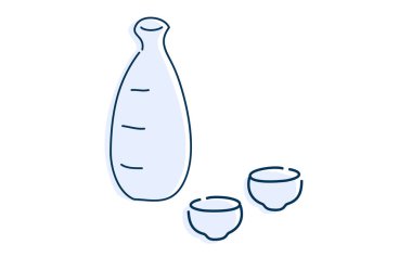 Image illustration of two people drinking sake clipart