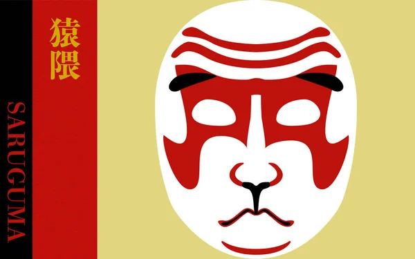 Kumatori Kabuki Saruguma Tradução Rosto Macaco Nome Tipo Kumadori Kabuki — Vetor de Stock