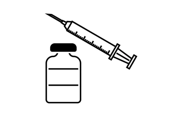 疫苗注射器和药瓶的说明 — 图库矢量图片