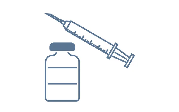 疫苗注射器和药瓶的说明 — 图库矢量图片