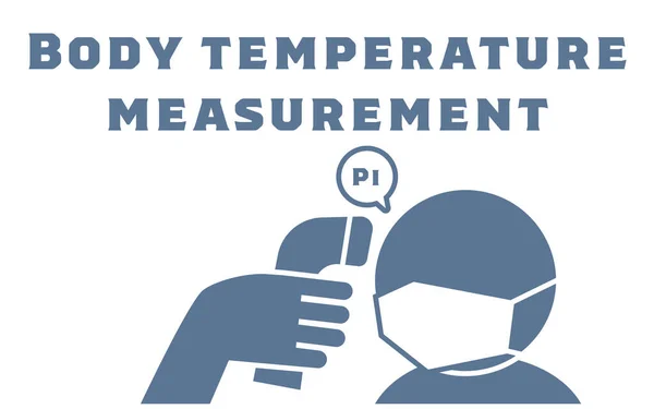 Ilustracja Pomiaru Ciepła Czole Pomocą Termometru Podczerwieni — Wektor stockowy