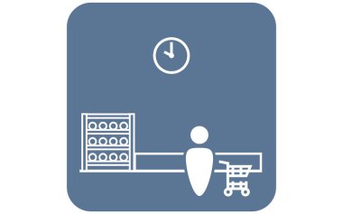 Çok az insanın olduğu bir dönemde alışveriş yapmak için simge illüstrasyonu