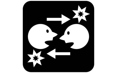 Simge illüstrasyonu kafa kafaya konuşmanın tehlikeli olduğunu gösteriyor