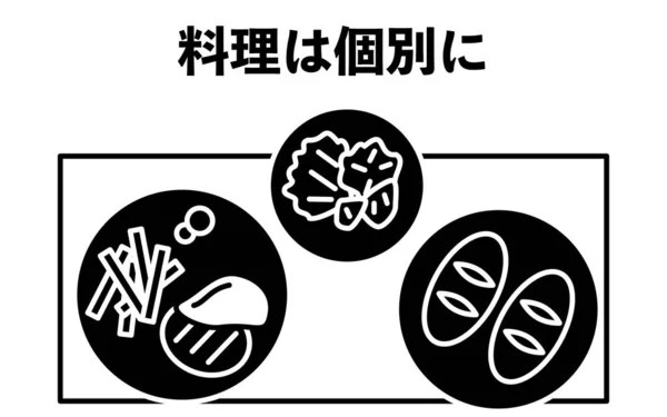 個々の食事をお勧めするアイコン 個別に料理 — ストックベクタ