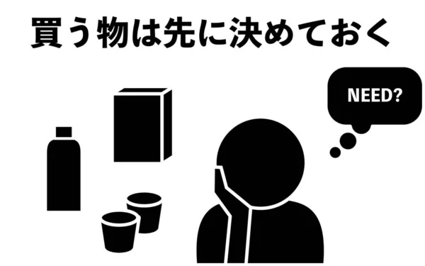 何を買おうか考えている人のアイコンイラスト — ストックベクタ