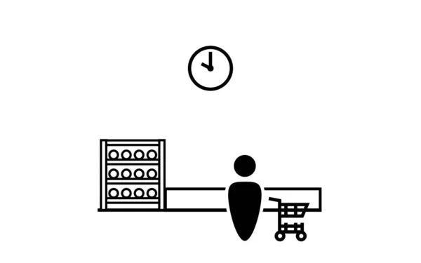 Icon Ilustração Para Fazer Compras Durante Tempo Que Poucas Pessoas — Vetor de Stock