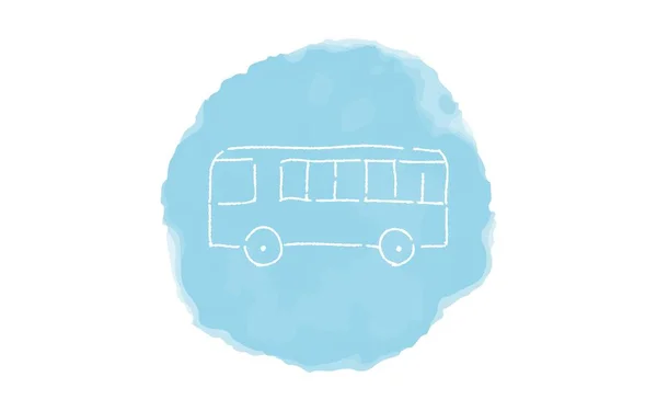 Handgeschriebene Einfache Symbolillustration Bus — Stockvektor