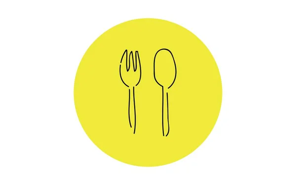 Handwritten Simple Icon Illustration Fork Spoon — Stock Vector