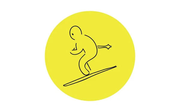手書きのシンプルなアイコンイラスト Skier — ストックベクタ