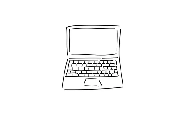 Analoge Handschrift Stijl Loose Touch Icoon Laptop — Stockvector