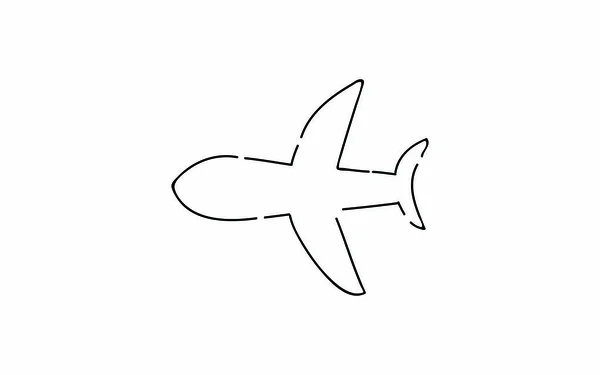 アナログ手書きスタイルの緩やかなタッチアイコン 飛行機 — ストックベクタ