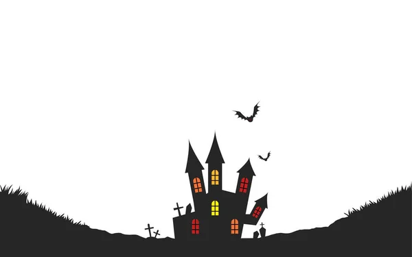 Background Material Silhouette Old Castle Hallowee — Stock Vector