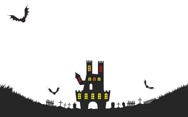 Background Material Silhouette Old Castle Hallowee — Stock Vector