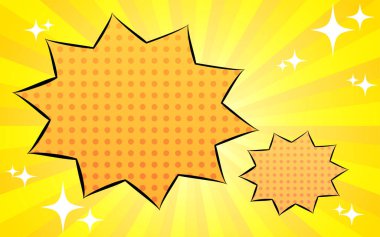 Arkaplan materyali: Arkaplan ve pop konuşma baloncuğunun ışıltılı konsantre satırların tasviri