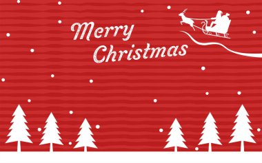 Noel Baba ve gökyüzünde uçan köknar ağacı tasviri